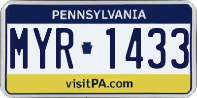 PA license plate MYR1433