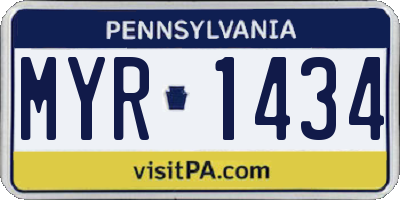PA license plate MYR1434