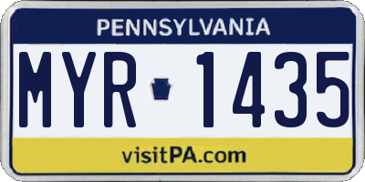 PA license plate MYR1435
