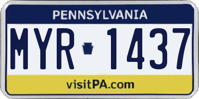 PA license plate MYR1437