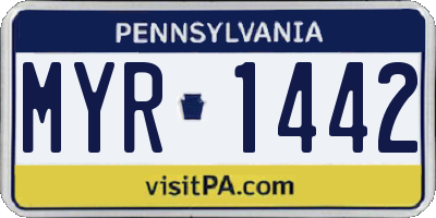 PA license plate MYR1442