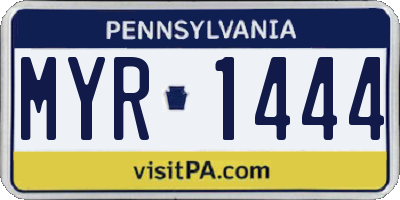 PA license plate MYR1444