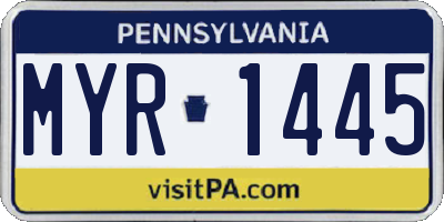 PA license plate MYR1445