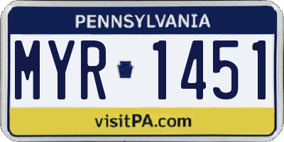 PA license plate MYR1451