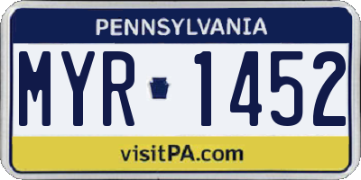 PA license plate MYR1452