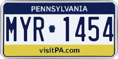 PA license plate MYR1454