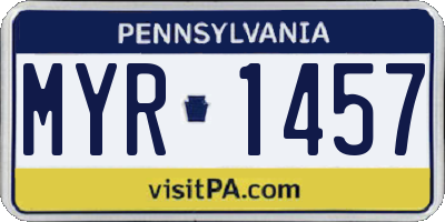 PA license plate MYR1457
