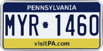 PA license plate MYR1460
