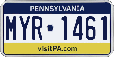PA license plate MYR1461