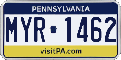 PA license plate MYR1462