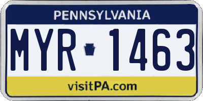 PA license plate MYR1463