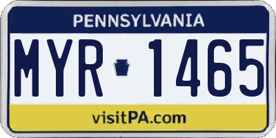 PA license plate MYR1465