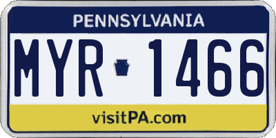 PA license plate MYR1466