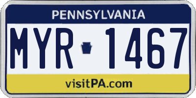 PA license plate MYR1467