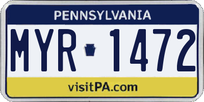 PA license plate MYR1472