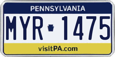 PA license plate MYR1475