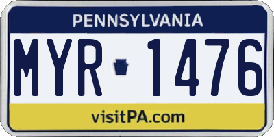 PA license plate MYR1476