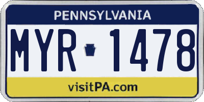 PA license plate MYR1478