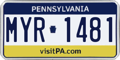 PA license plate MYR1481