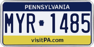 PA license plate MYR1485