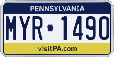 PA license plate MYR1490