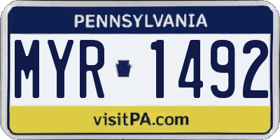 PA license plate MYR1492