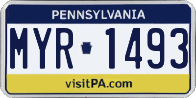 PA license plate MYR1493