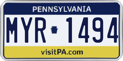 PA license plate MYR1494