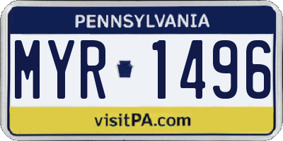 PA license plate MYR1496