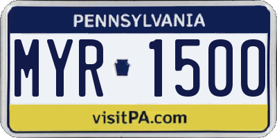 PA license plate MYR1500