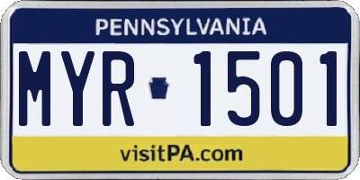 PA license plate MYR1501