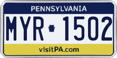 PA license plate MYR1502