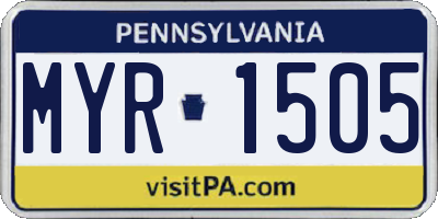 PA license plate MYR1505