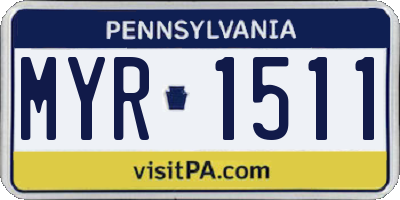 PA license plate MYR1511