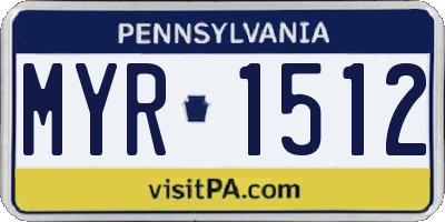 PA license plate MYR1512