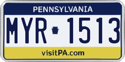 PA license plate MYR1513