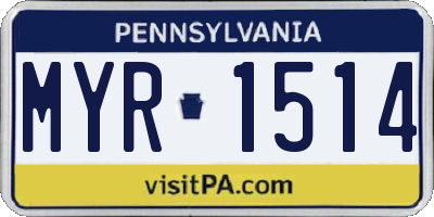 PA license plate MYR1514