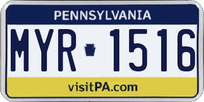 PA license plate MYR1516