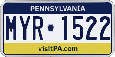 PA license plate MYR1522