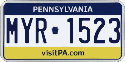 PA license plate MYR1523