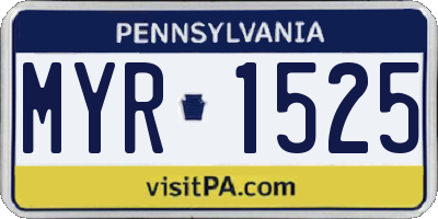 PA license plate MYR1525
