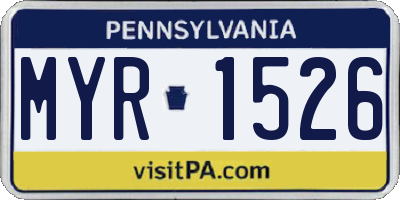 PA license plate MYR1526