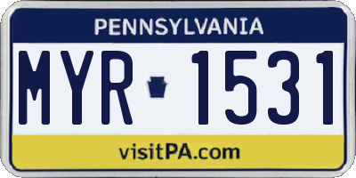 PA license plate MYR1531