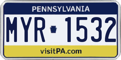PA license plate MYR1532