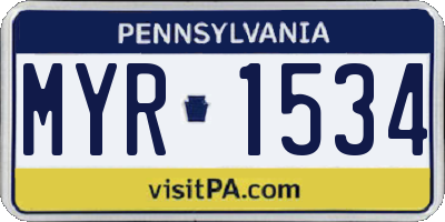 PA license plate MYR1534