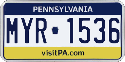 PA license plate MYR1536