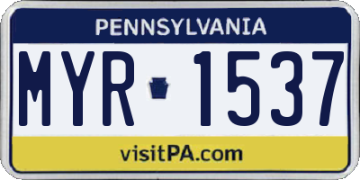 PA license plate MYR1537