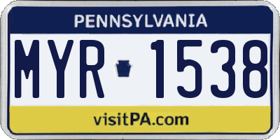 PA license plate MYR1538