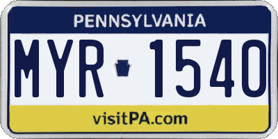 PA license plate MYR1540