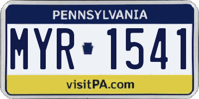 PA license plate MYR1541